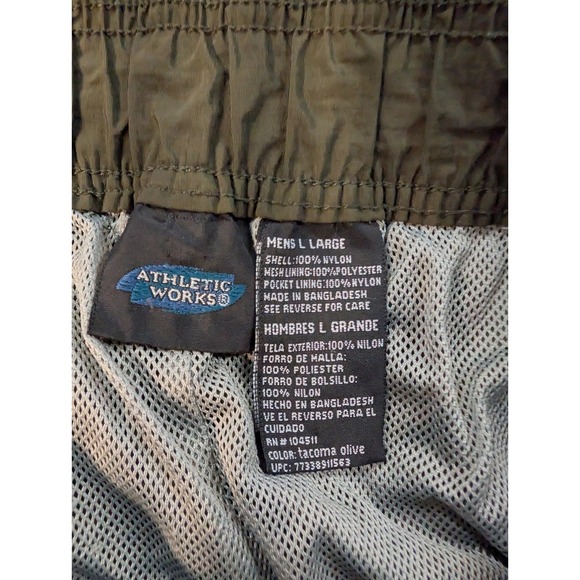 Athletic Works Mens Cargo Pants Tacoma Olive Green Nylon Utility Pockets Size L - Picture 4 of 6